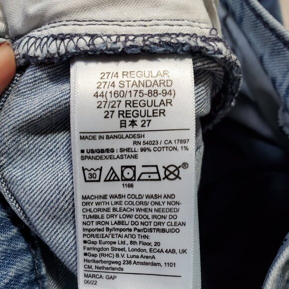 GAP ‘90s Loose High Rise Jeans Straight Leg Distressed Light Wash Women 27 x 29" - Picture 10 of 14